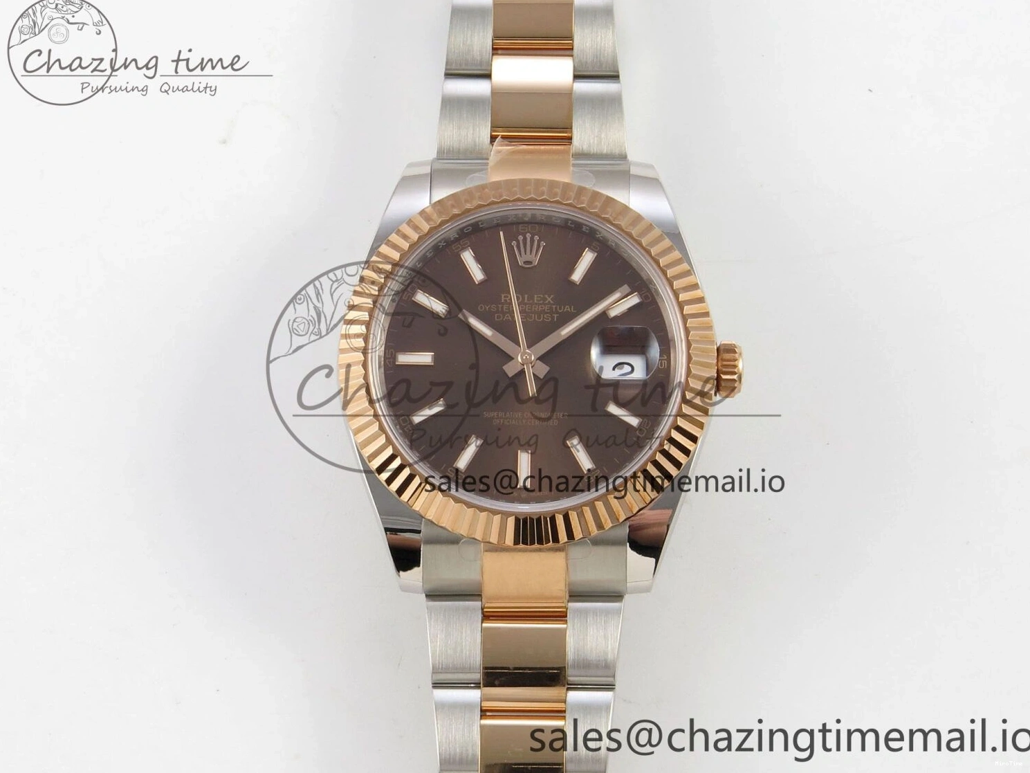 MiroTime 0210 Effortless DateJust 41 126331 SS RG ARF 1:1 Best Edition Brown Stick Dial on Oyster Bracelet SH3235 (Weighted) 201